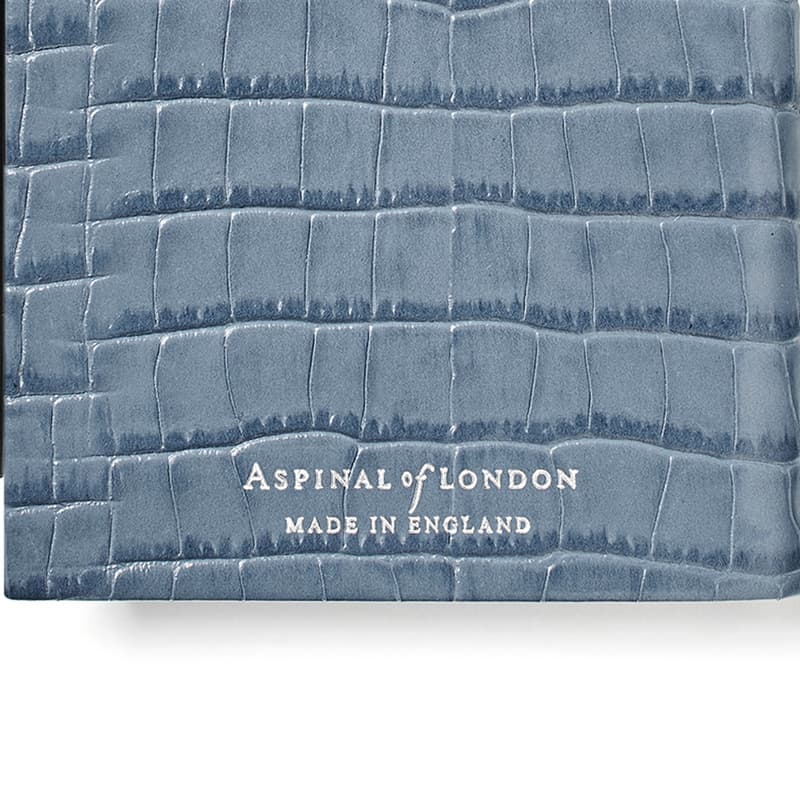 2025 Slim Pocket Leather Diary with Pen in Deep Shine Heritage Blue Small Croc