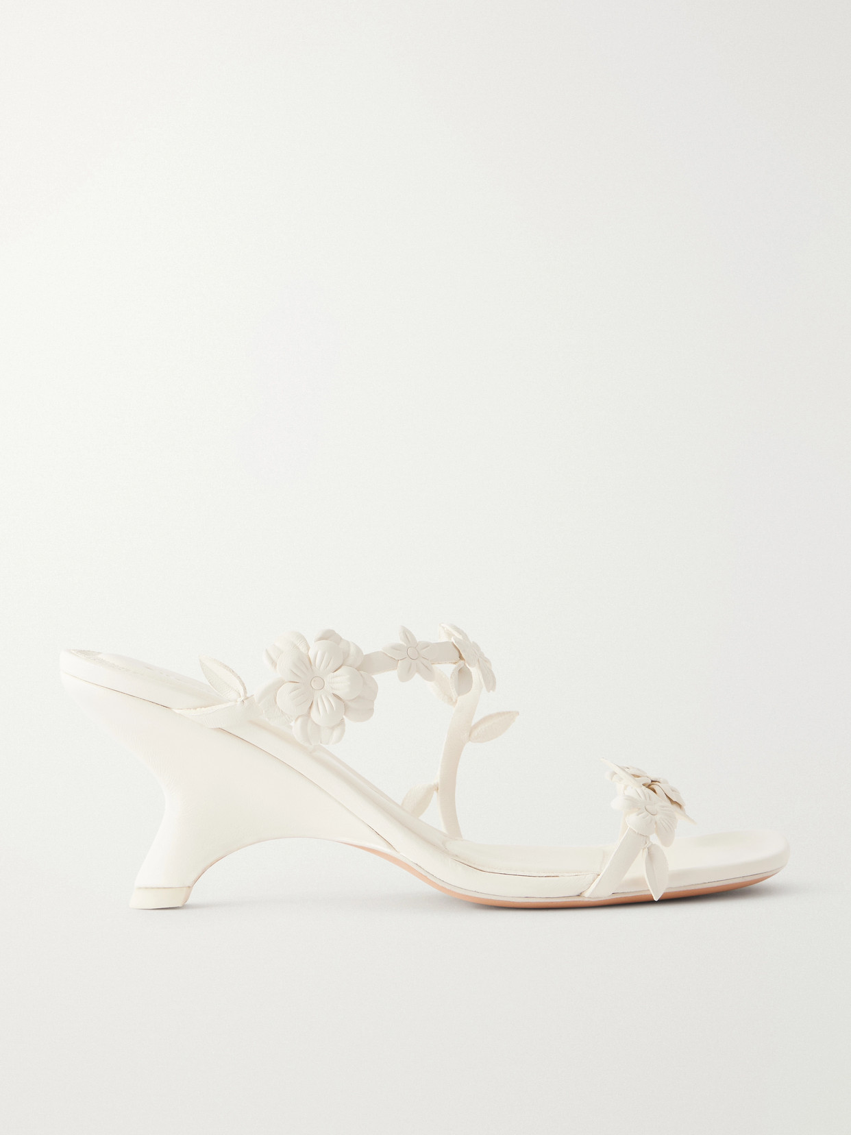 Willow Floral-appliquéd Leather Sandals - Neutrals