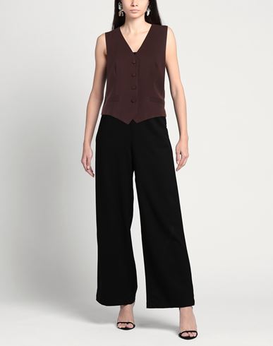 H2o Italia Woman Tailored Vest Chocolate brown Size 8 Polyester, Viscose, Elastane