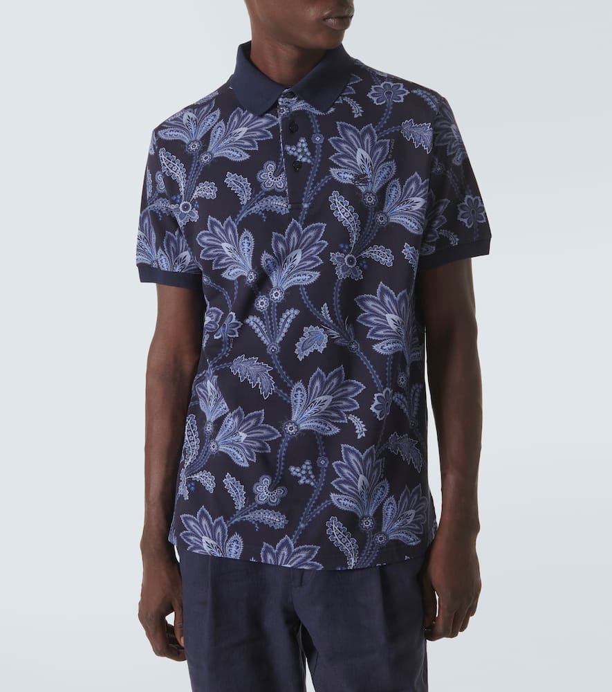 Printed cotton piqué polo shirt