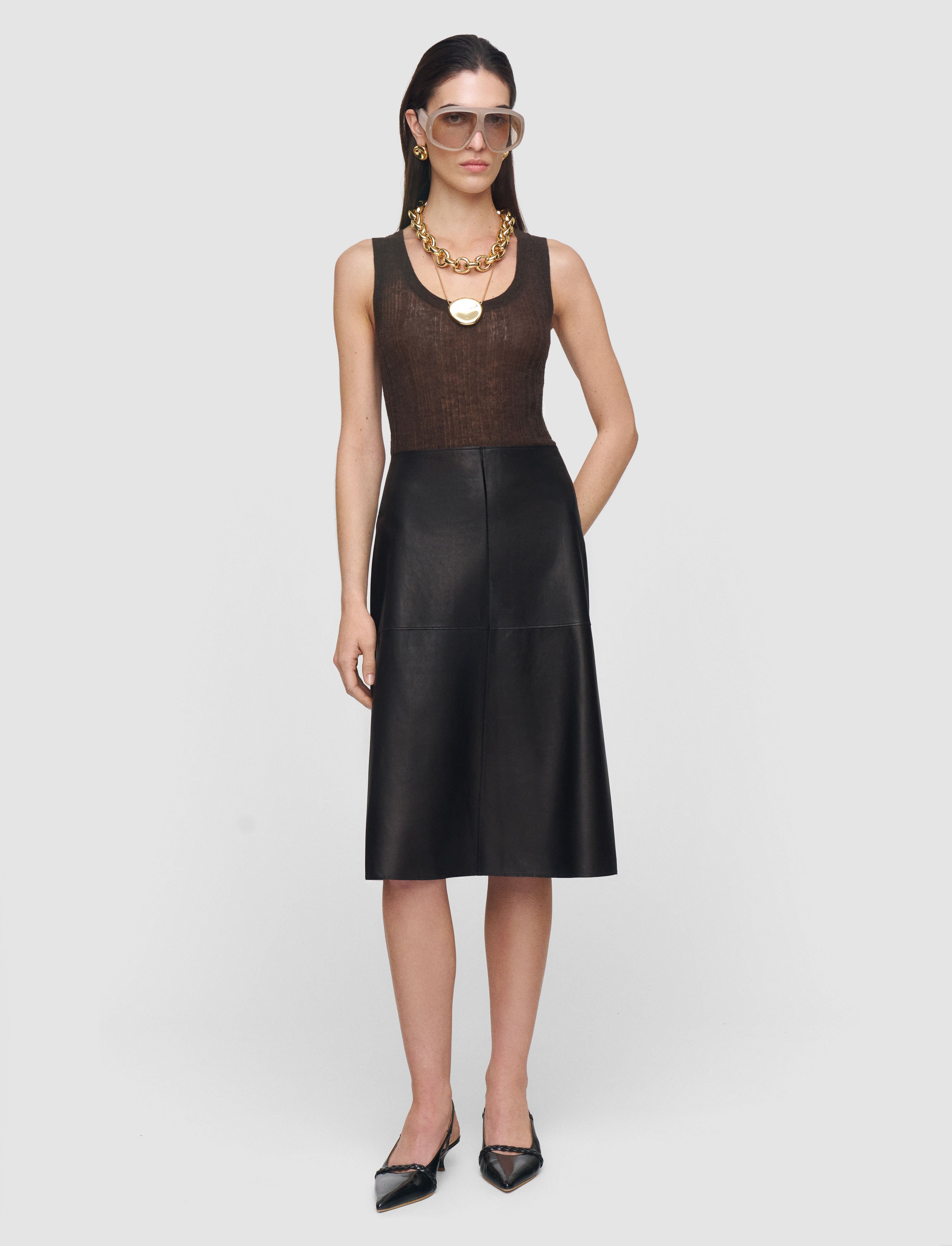 Niven Soft Nappa Leather Skirt - 42