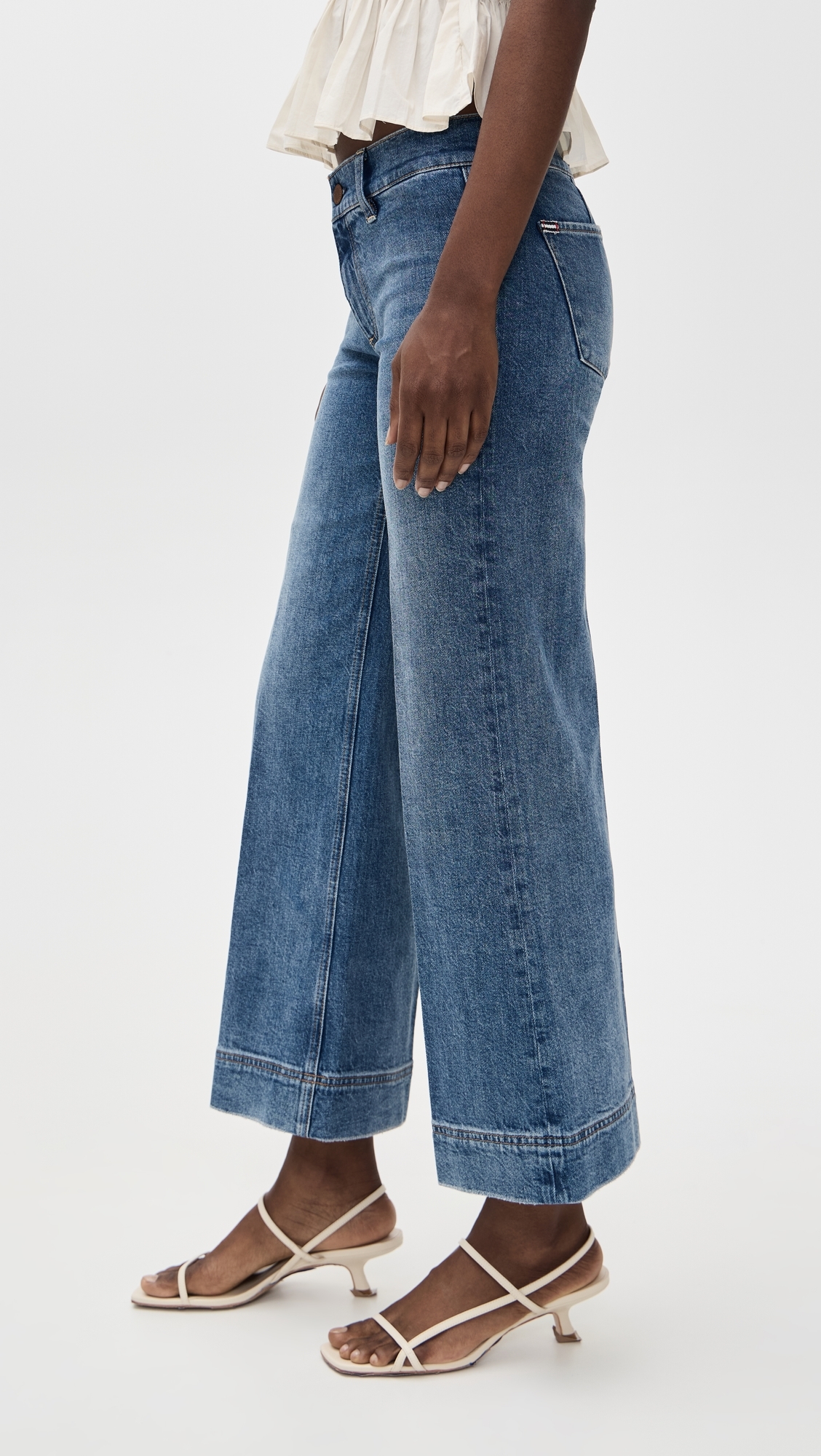 Slay Clean Wide Leg Ankle Jeans Avery Blue