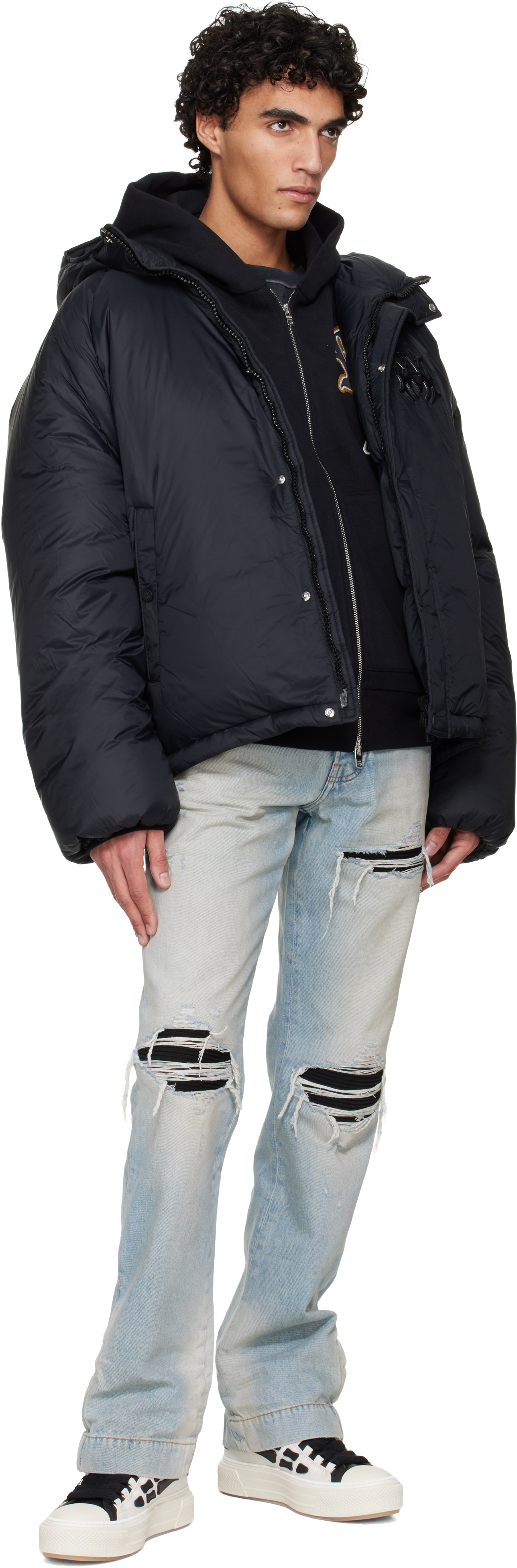 Black '' Hooded Down Jacket