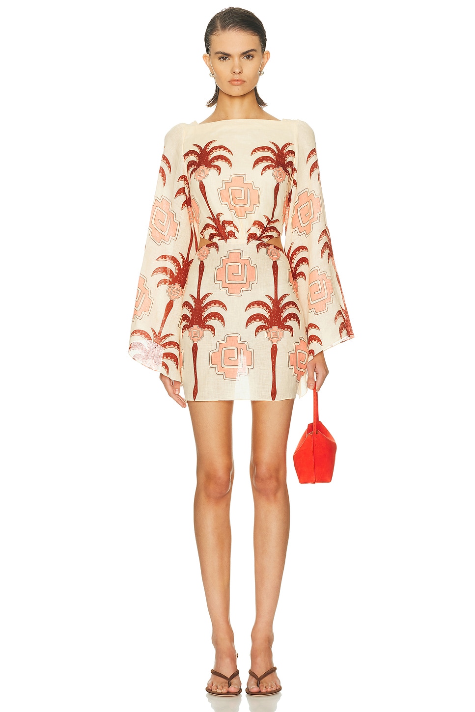 Johanna Ortiz Wave After Wave Mini Dress in Ecru  Paprika  & Light Pink - Cream,Brick.  8 also in 0, 2