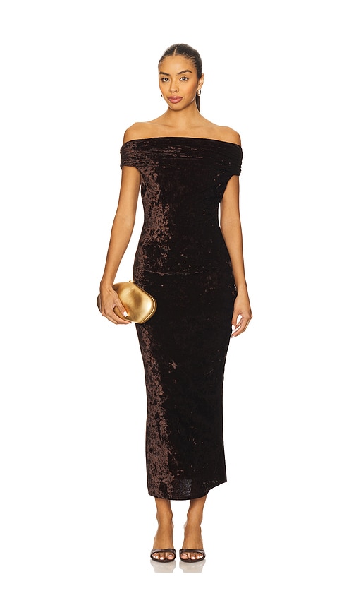 Line & Dot Brylie Velvet Maxi Dress in Dark Brown. L also in S