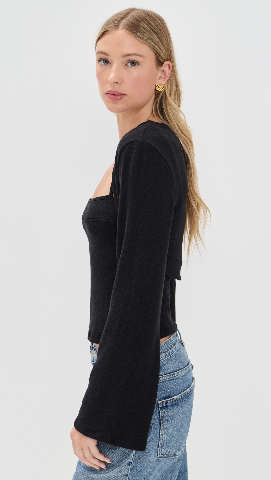 Chloe Knit Shrug Set Black