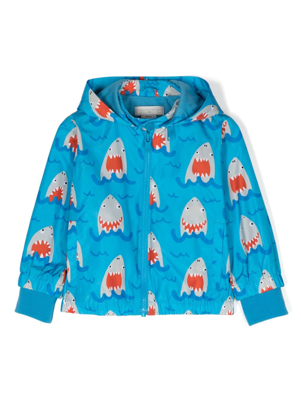 Shark-print hooded jacket - Blue