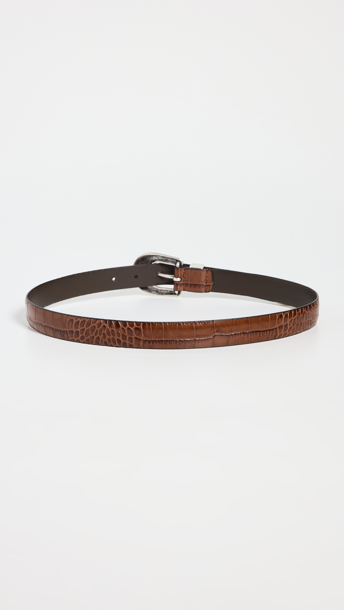 Narrow Western Mock Croc Belt Medium Tan
