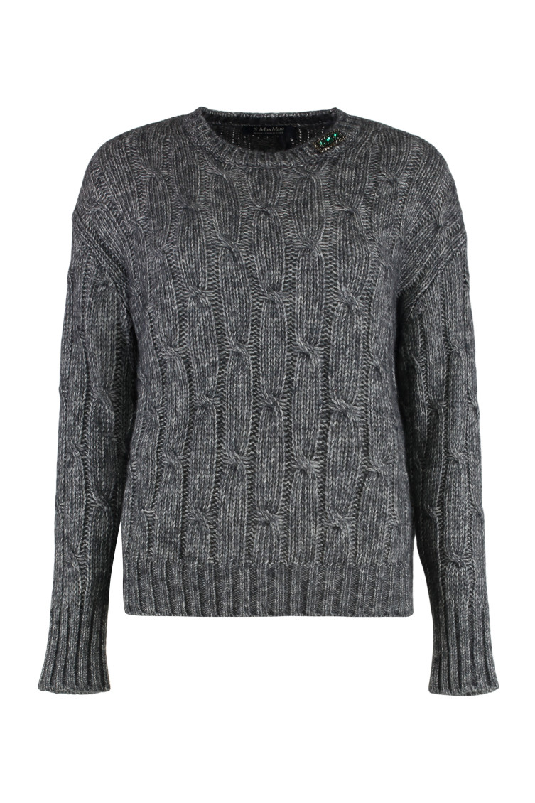 Grey Crew Neck Knitted Sweater