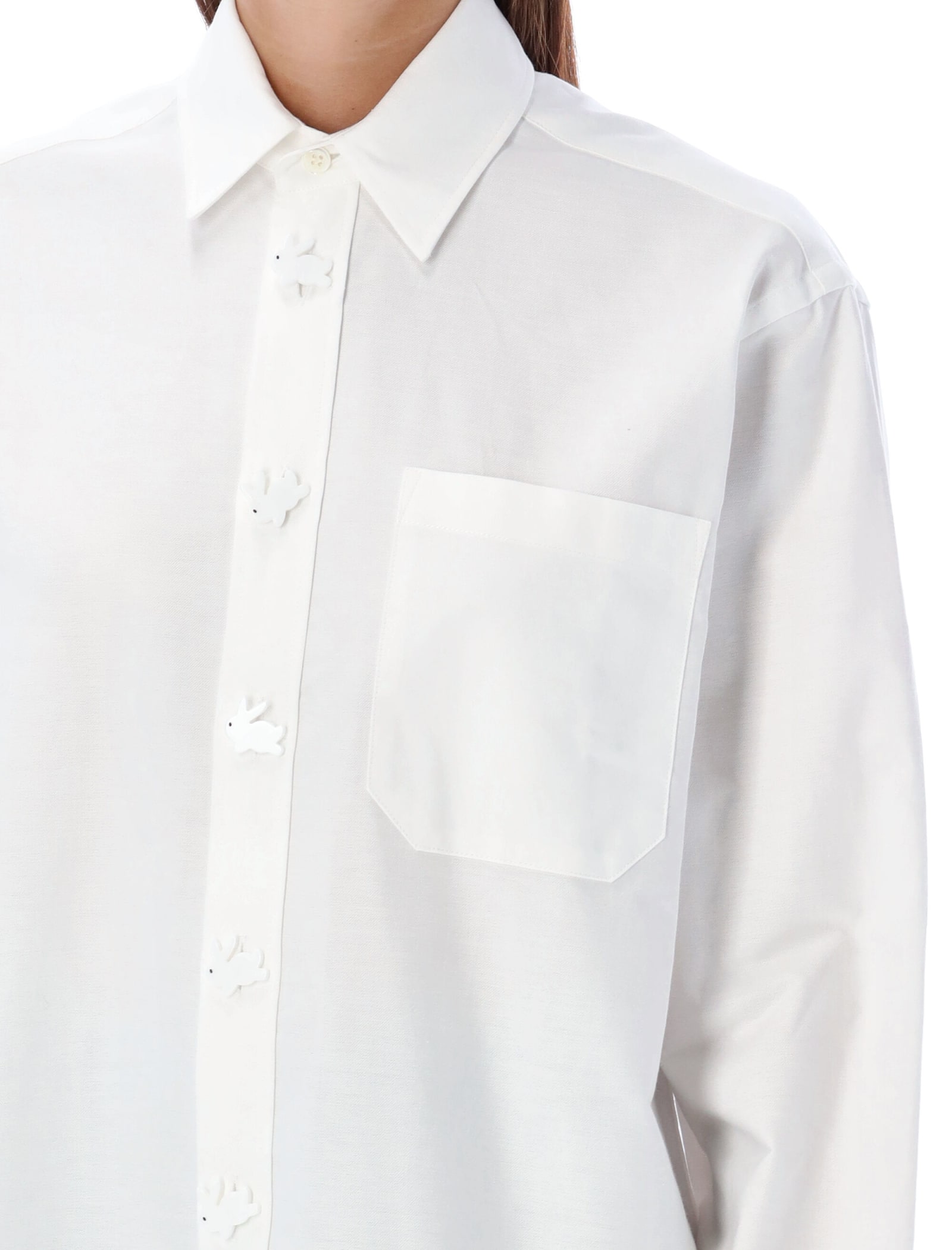 Rabit-buttons cotton shirt - White