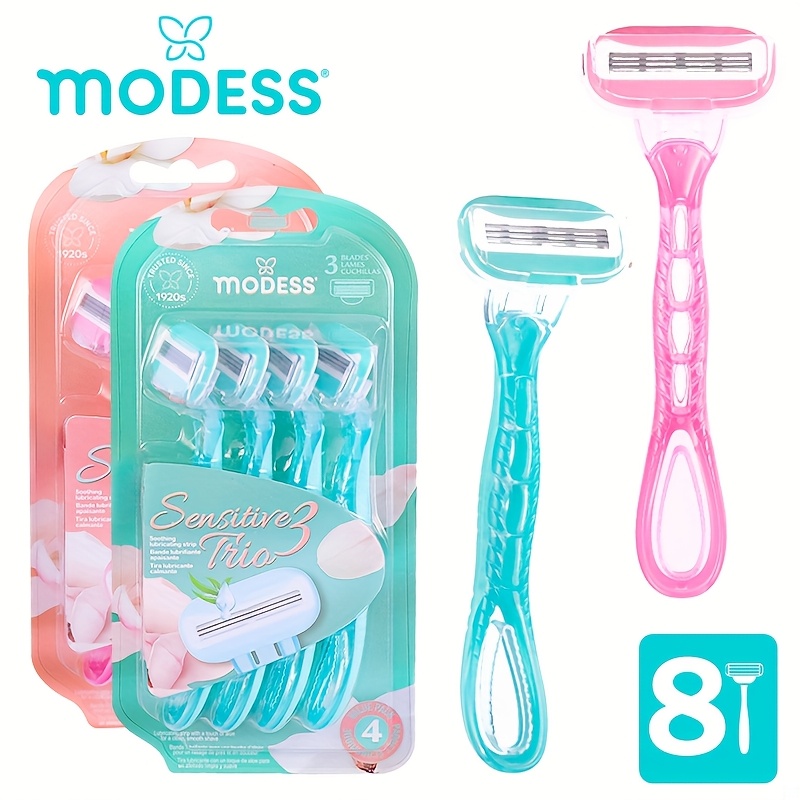 TEMU Modess Sensitive Women's Shaving Razors In Packs - Soft Teal/, Designed For A Comfortable And For Skin