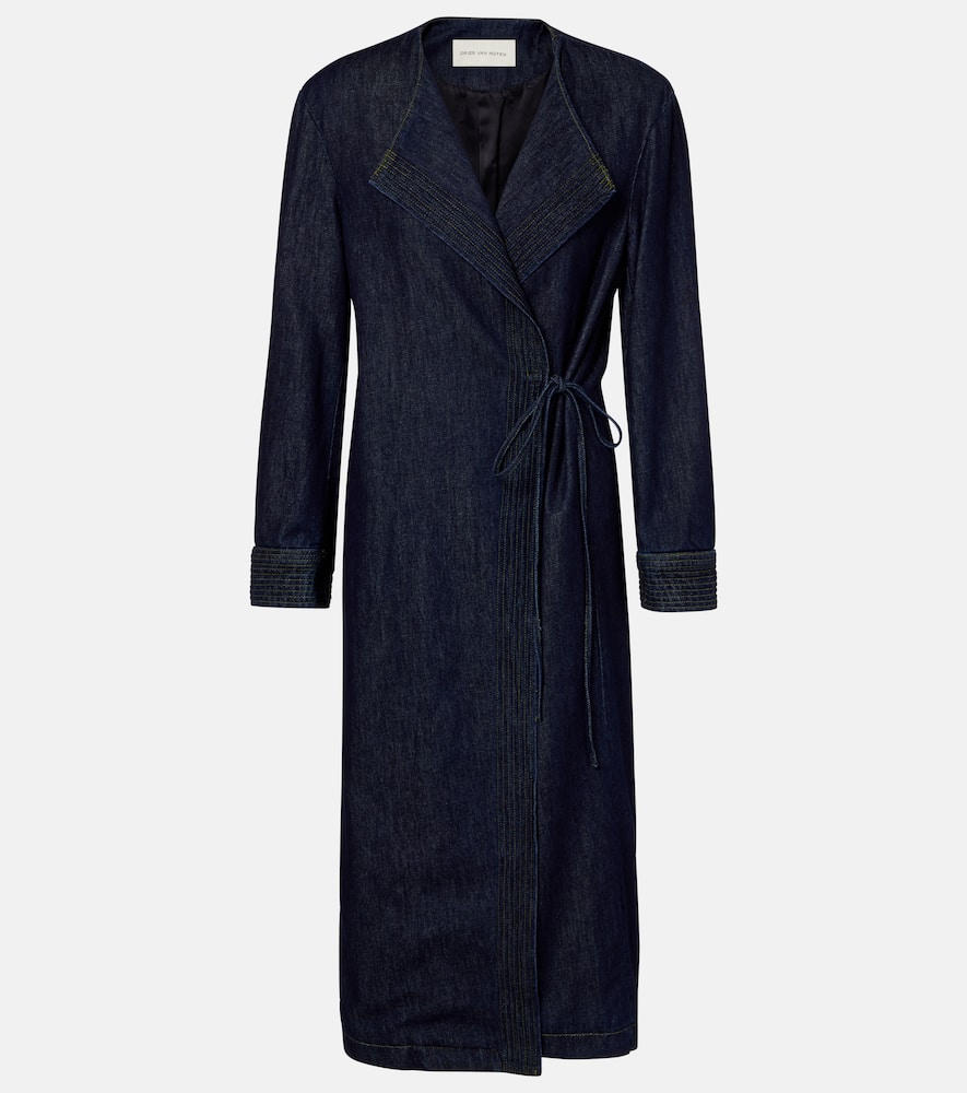 Denim wrap coat