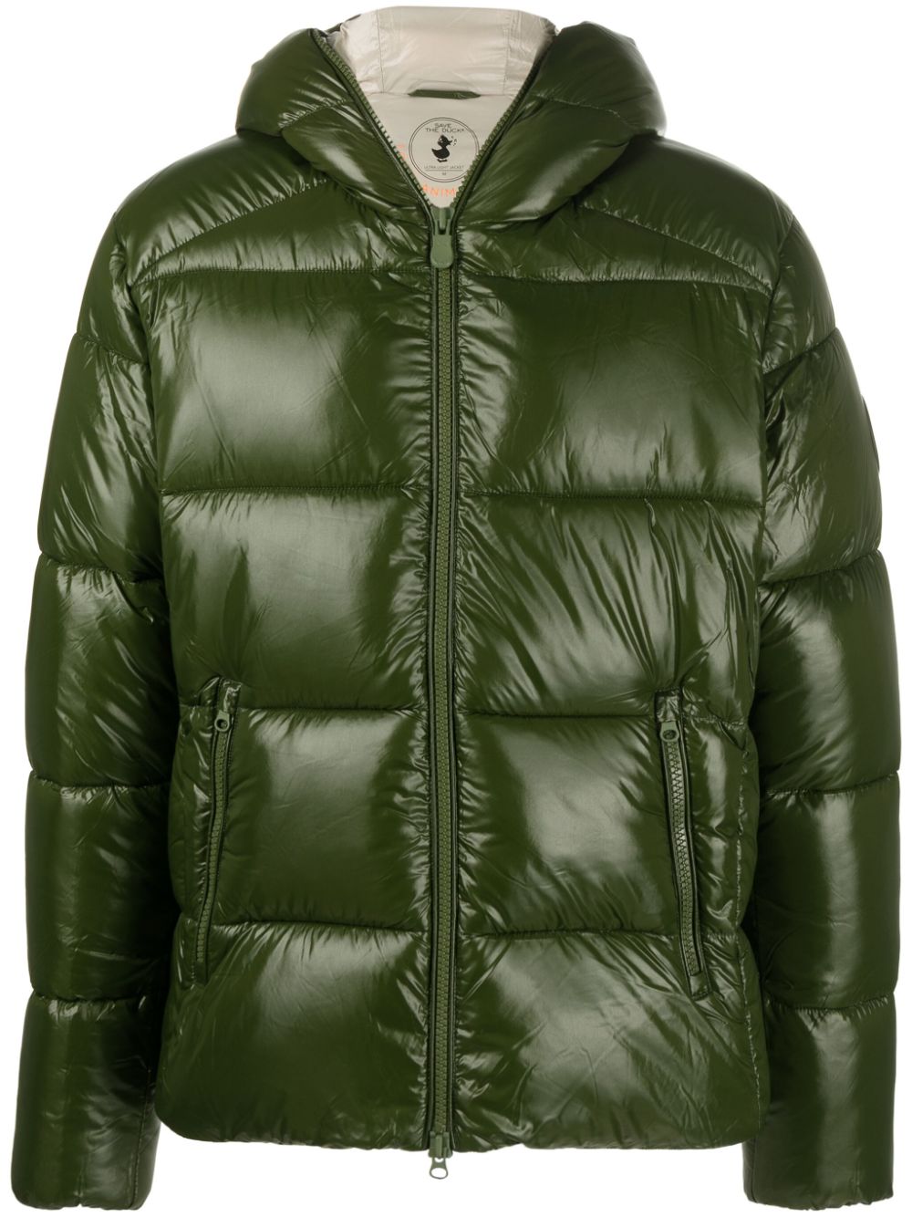 Glossy-finish padded jacket - Blue
