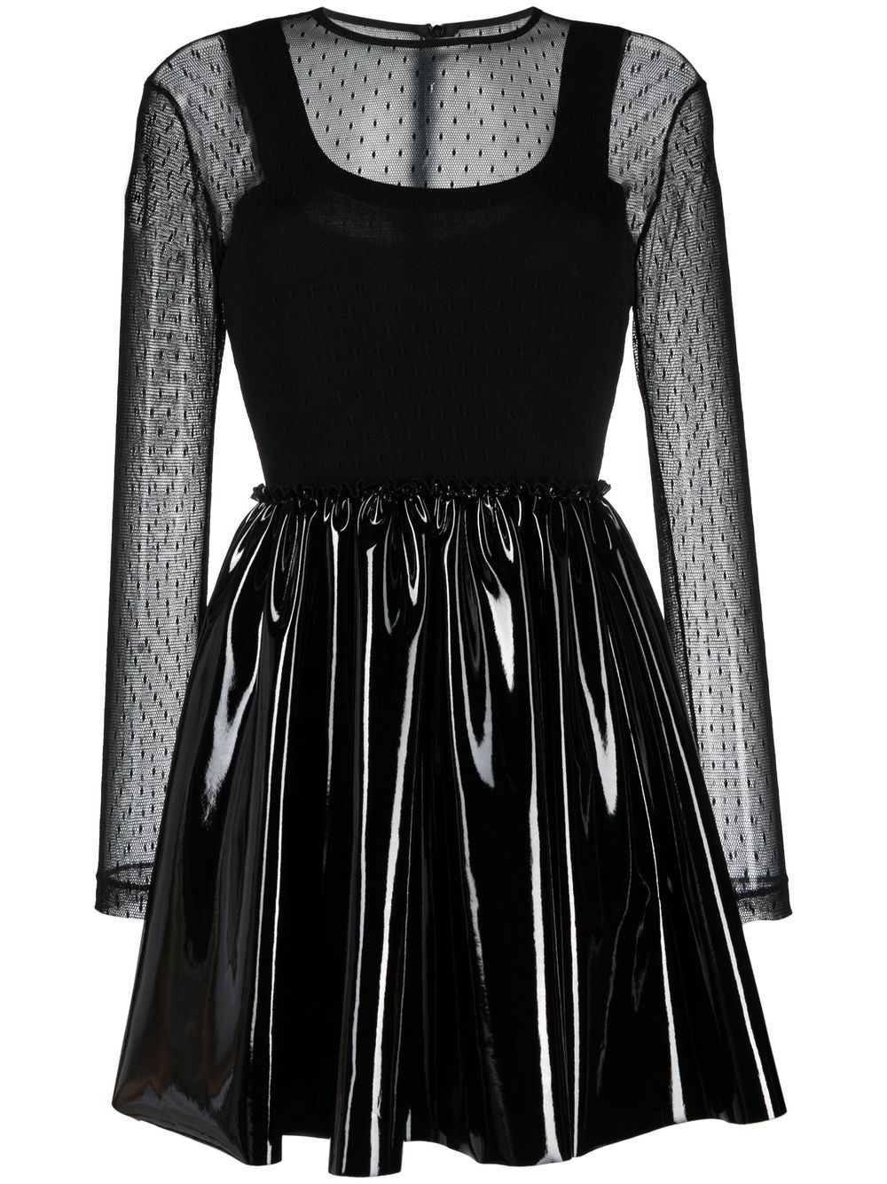 High-shine panel detail dress - Black