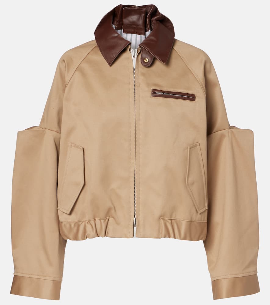 Leather-trimmed cotton blouson jacket