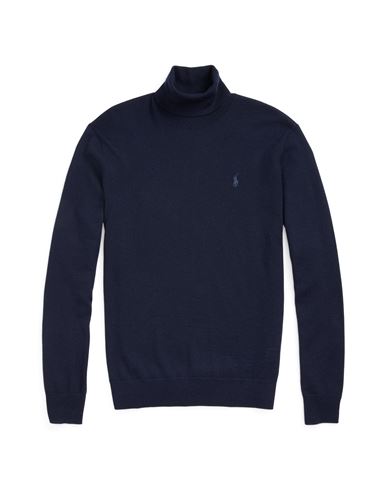 Washable Wool Turtleneck Sweater Man Turtleneck Midnight blue