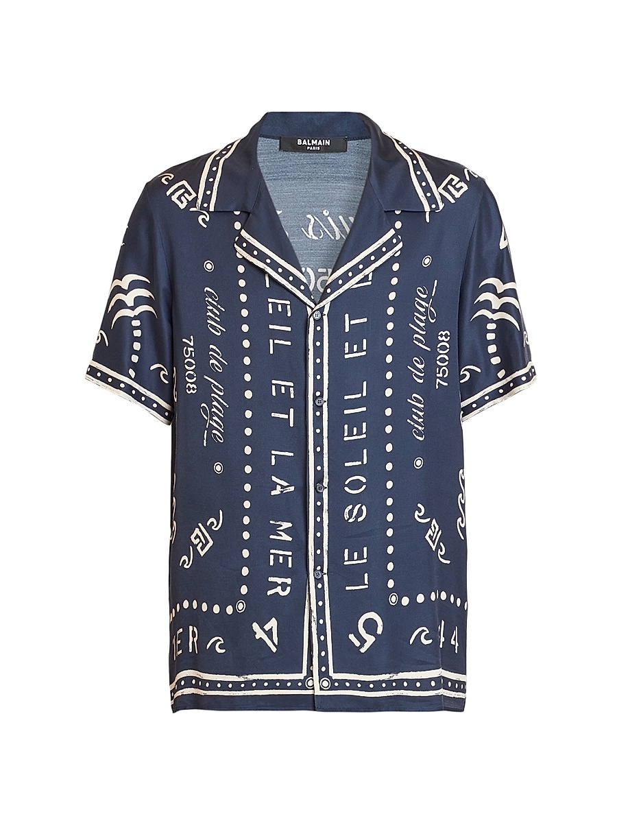 Men's Club 45 Print Short-Sleeve Pyjama Shirt - Marine Beige Clair