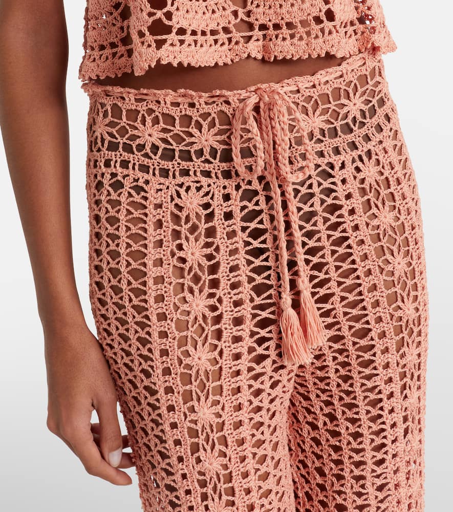 Crochet cotton wide-leg pants