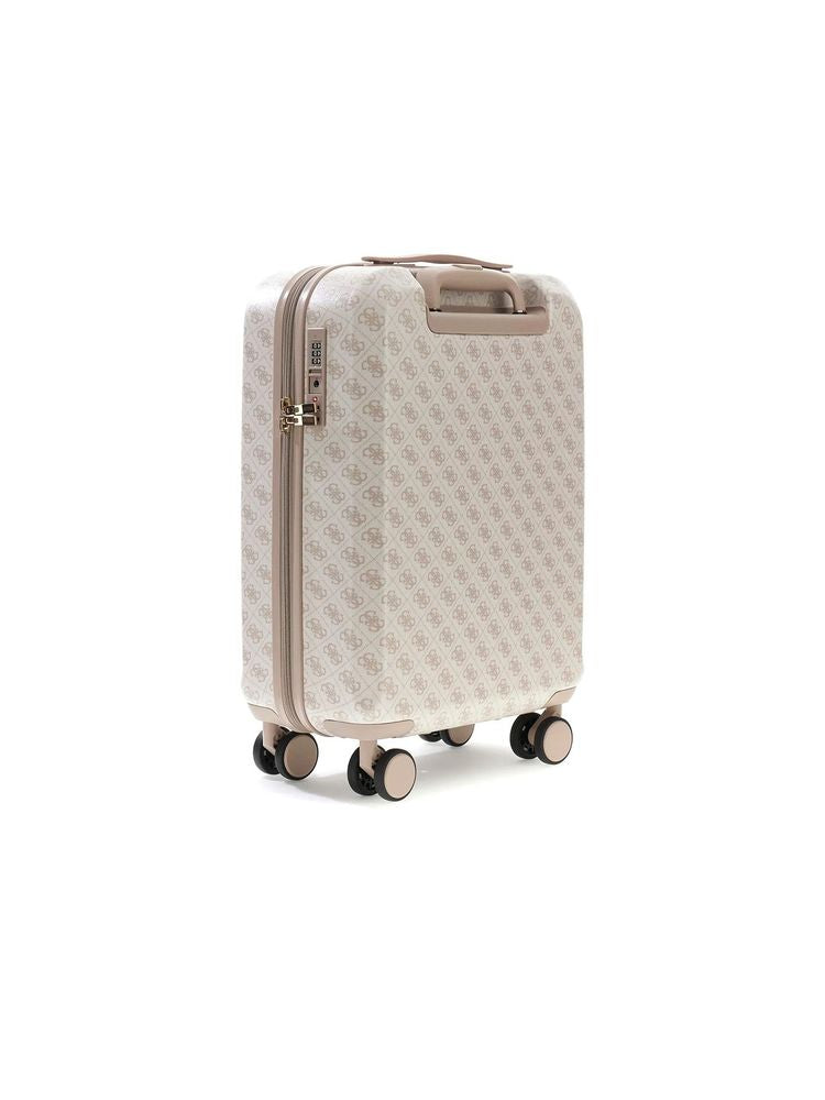 Logo-Patterned Bamboo Suitcase — Beige