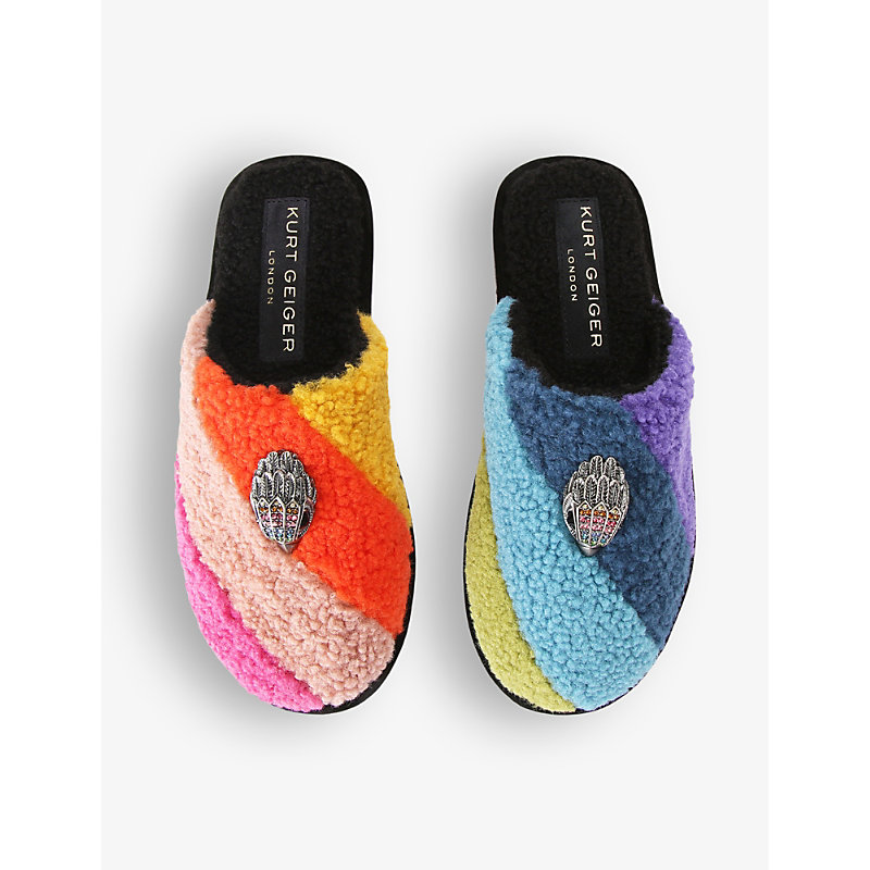 Womens Mult/other Kensington Striped Faux-shearling Slippers