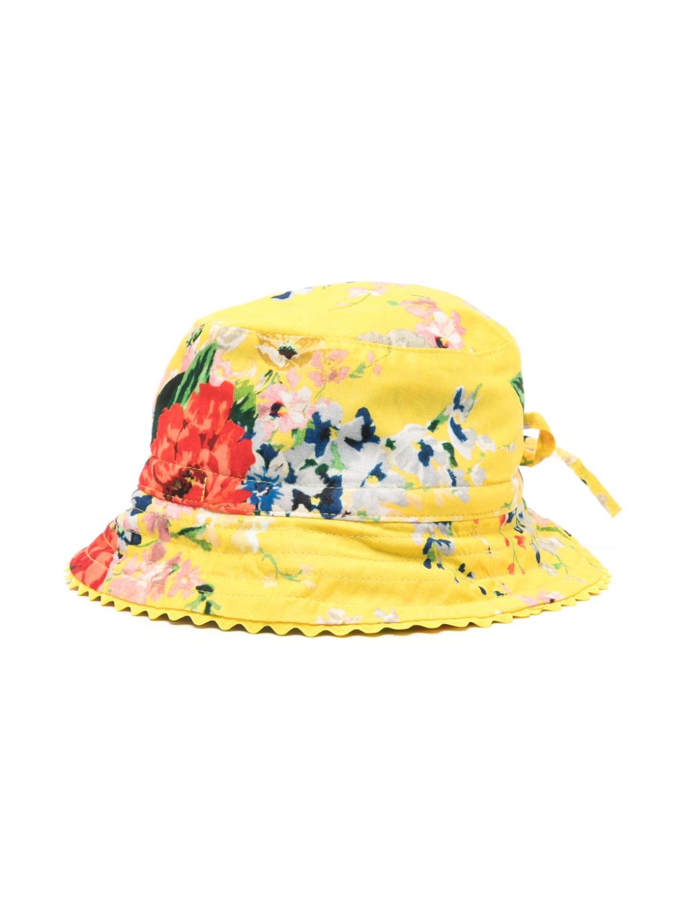 Floral-print drawstring bucket hat - Yellow