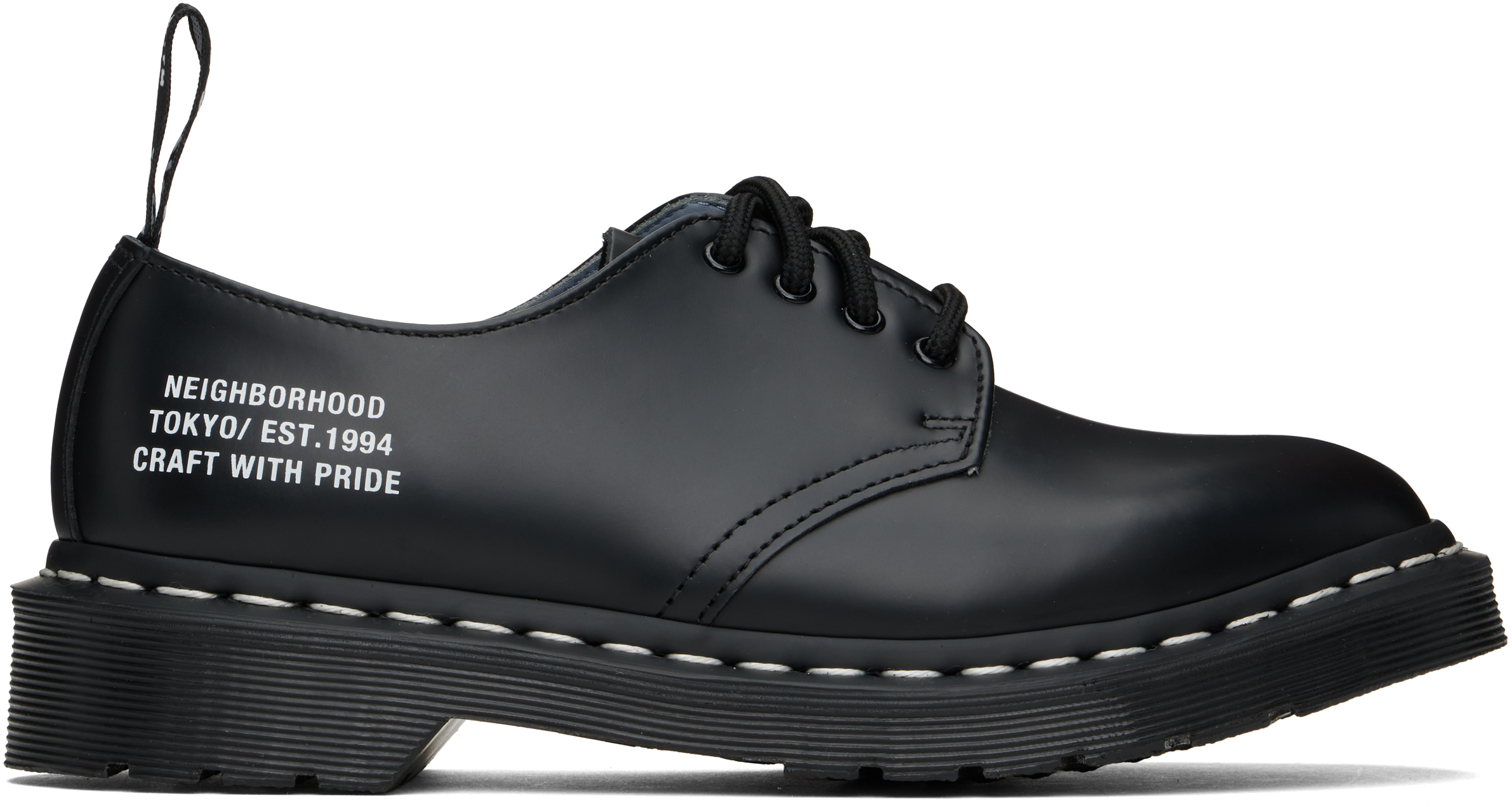 Dr. Martens Black NEIGHBORHOOD Edition Smiths NBHD Smooth Leather Derbys