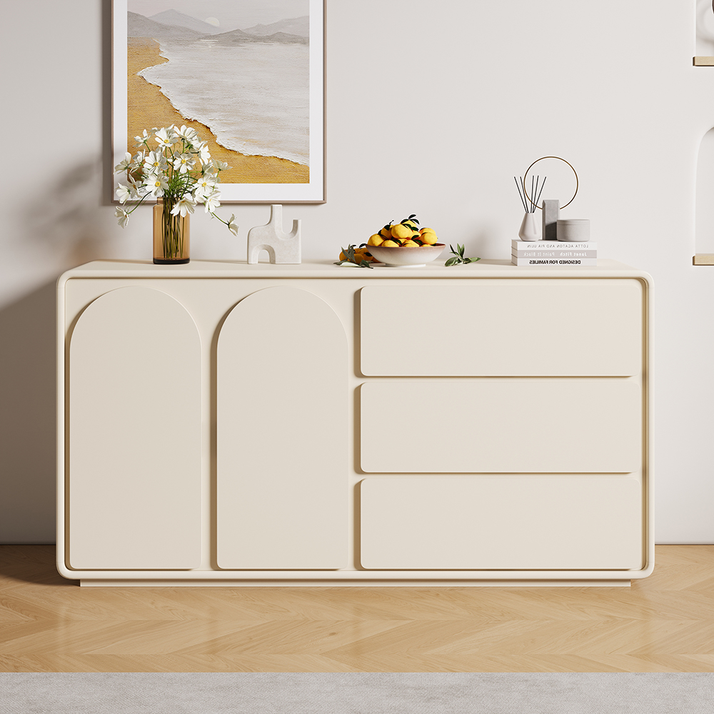 1505mm Modern Off White Sideboard Buffet with Storage Credenza Arch Door