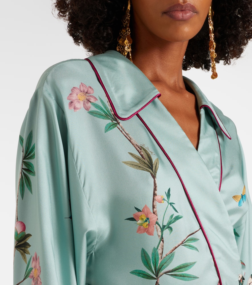 Midnight floral silk wrap dress