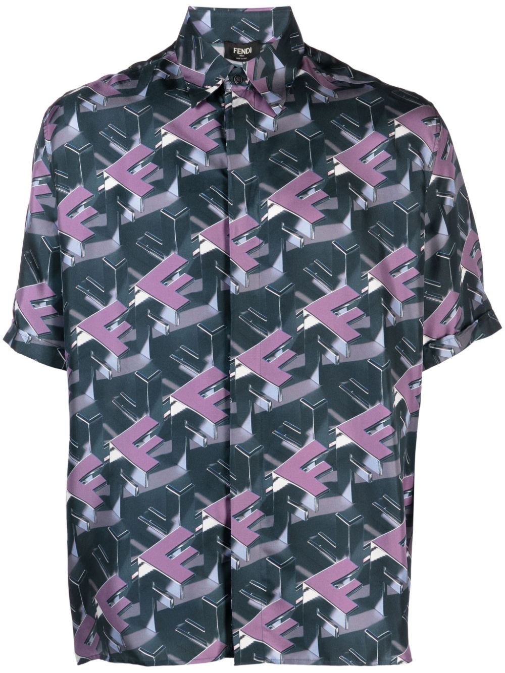 Block-print silk shirt - Purple