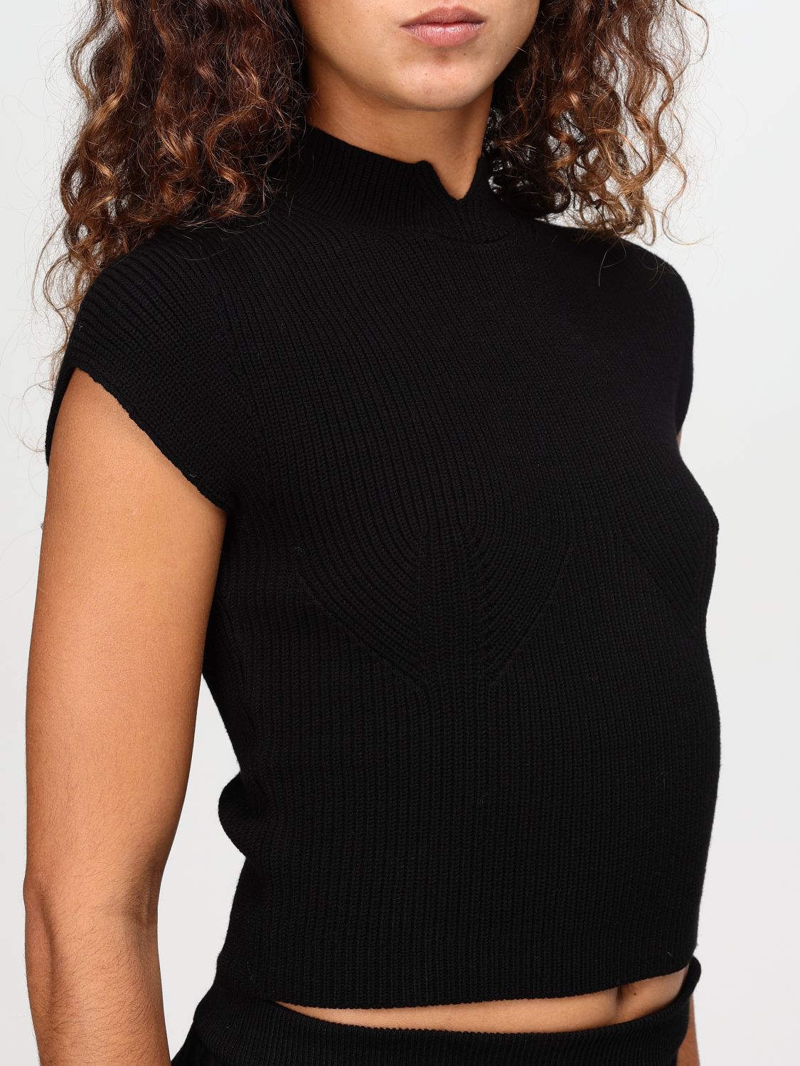 Ribbed-detail sweater - Black