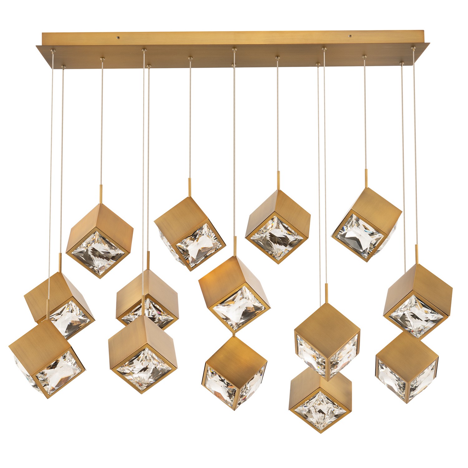 Aged Brass LED Chandelier from the Ice Cube Collection