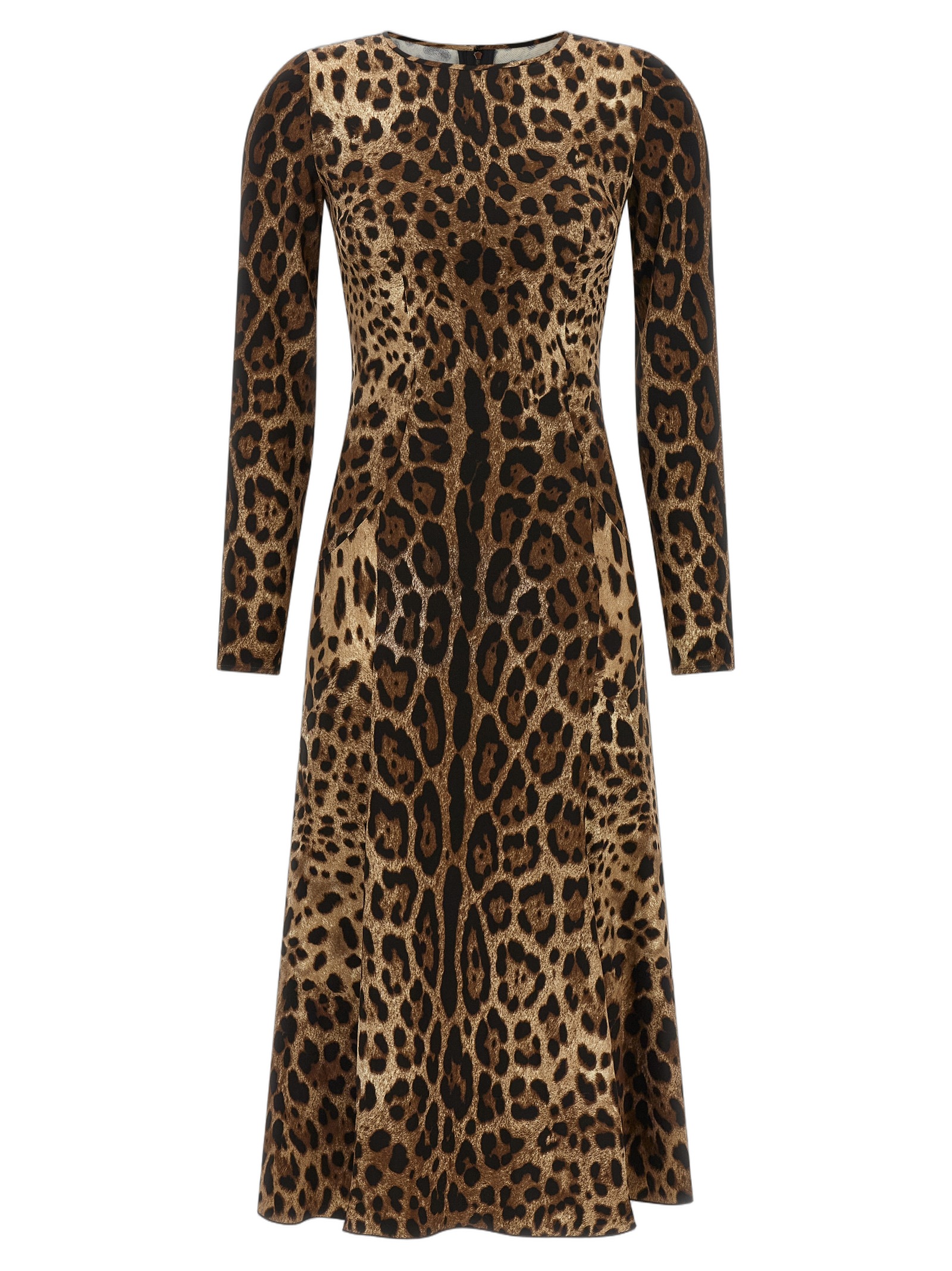 Leopard Print Viscose Dress — Brown