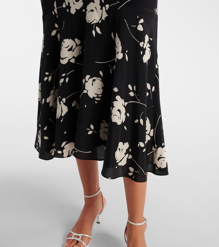 Floral printed silk midi dress
