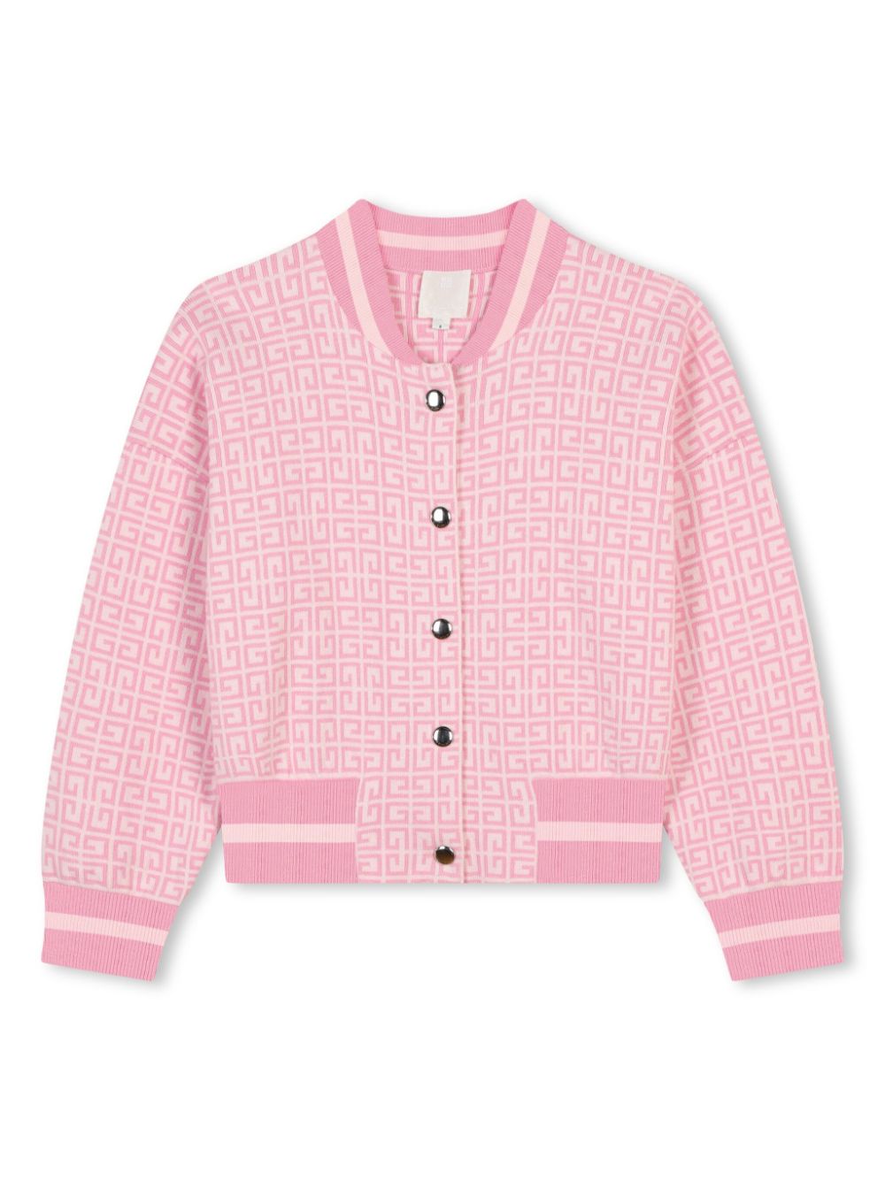 4G-jacquard press-stud cardigan - Pink