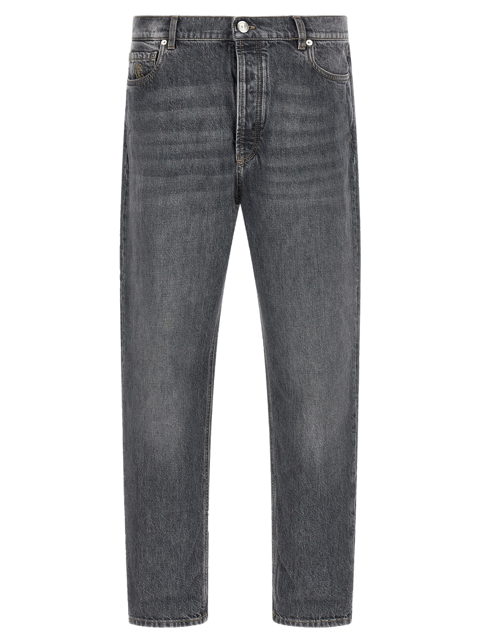 Gray Cotton Straight-Leg Jeans — Gray