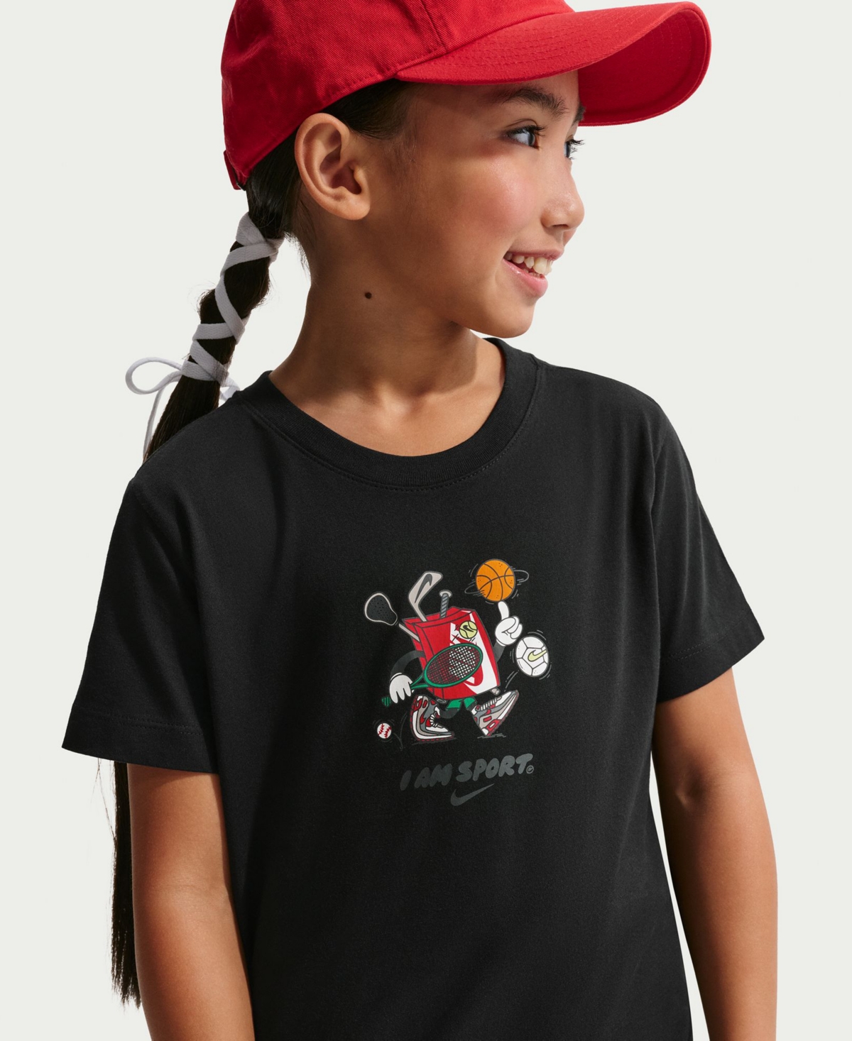 Girls' Sportswear Boxy Short-Sleeve T-Shirt - Black