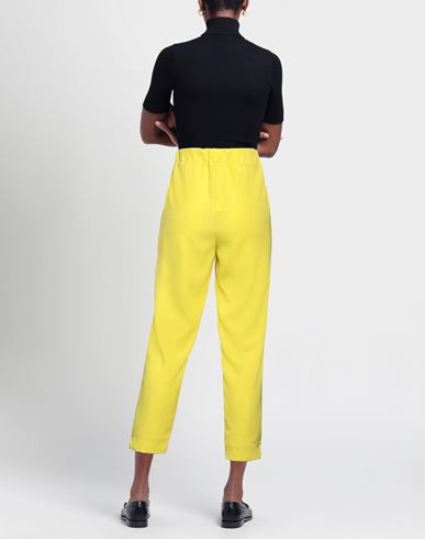 Woman Pants Yellow Size M Polyester, Elastane
