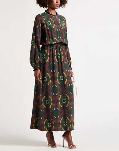 Woman Maxi dress Dark green Size L Silk