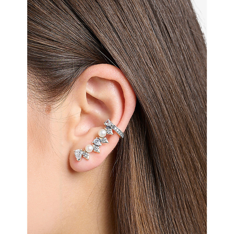 Womens White Ice Crystals Sterling Silver
