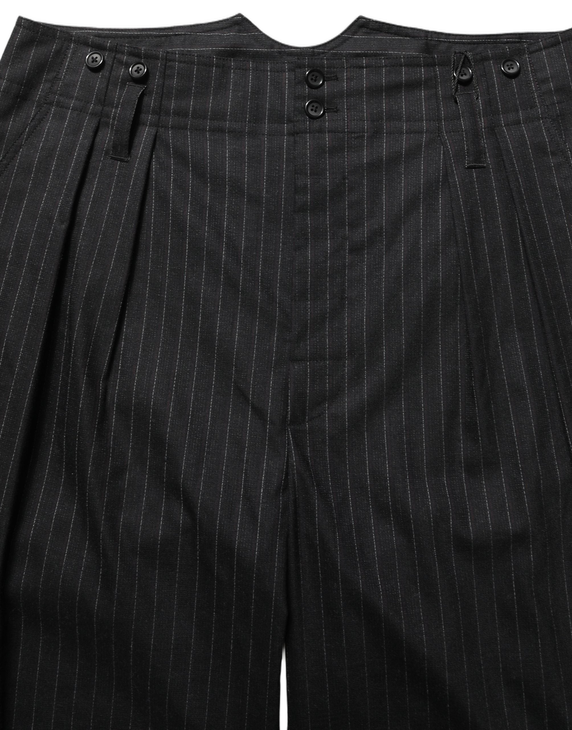 Pinstripe Virgin Wool Trousers — Black