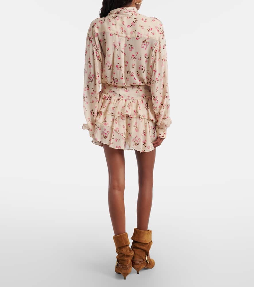 Floral ruffled miniskirt