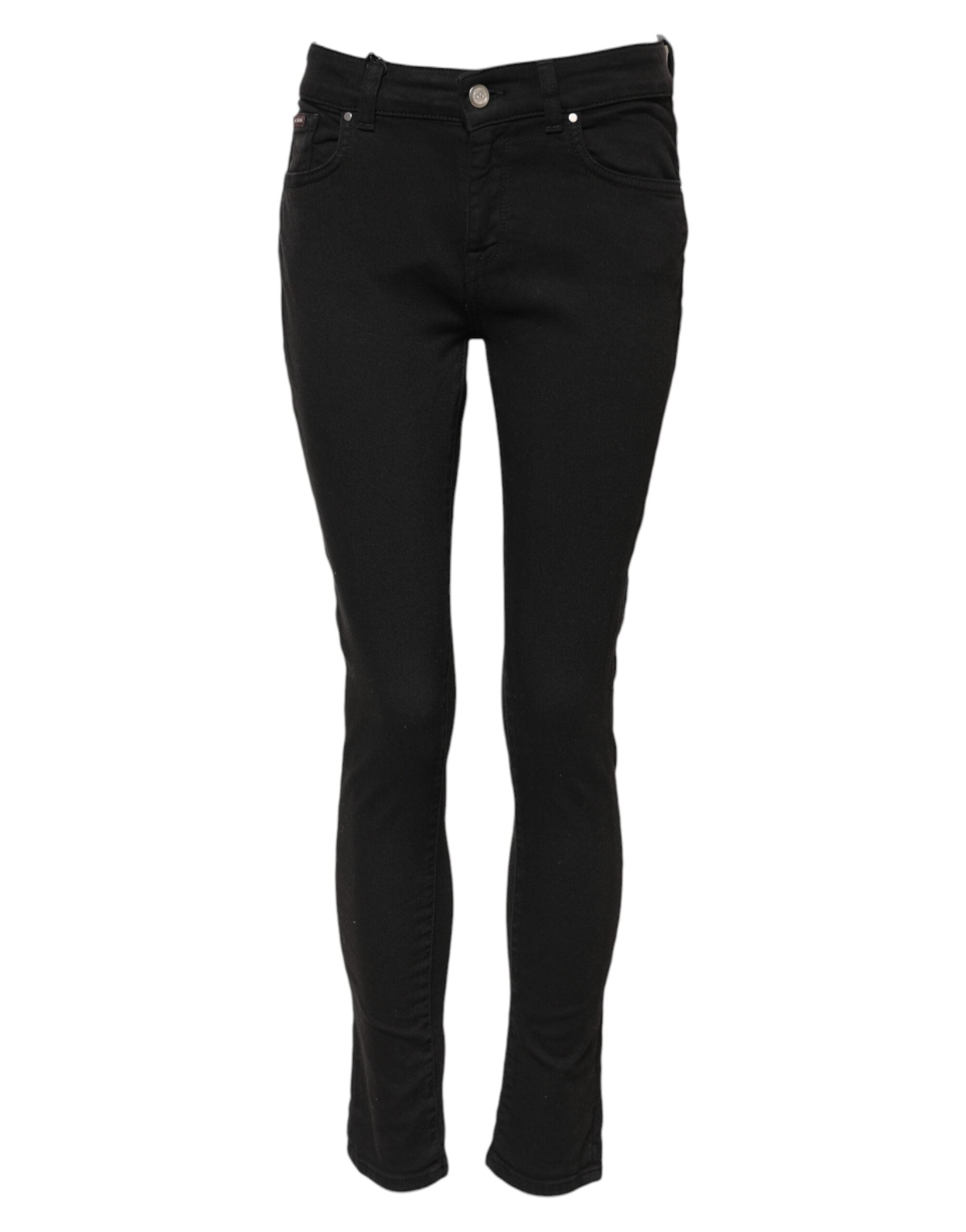Skinny Mid Waist Jeans — Black