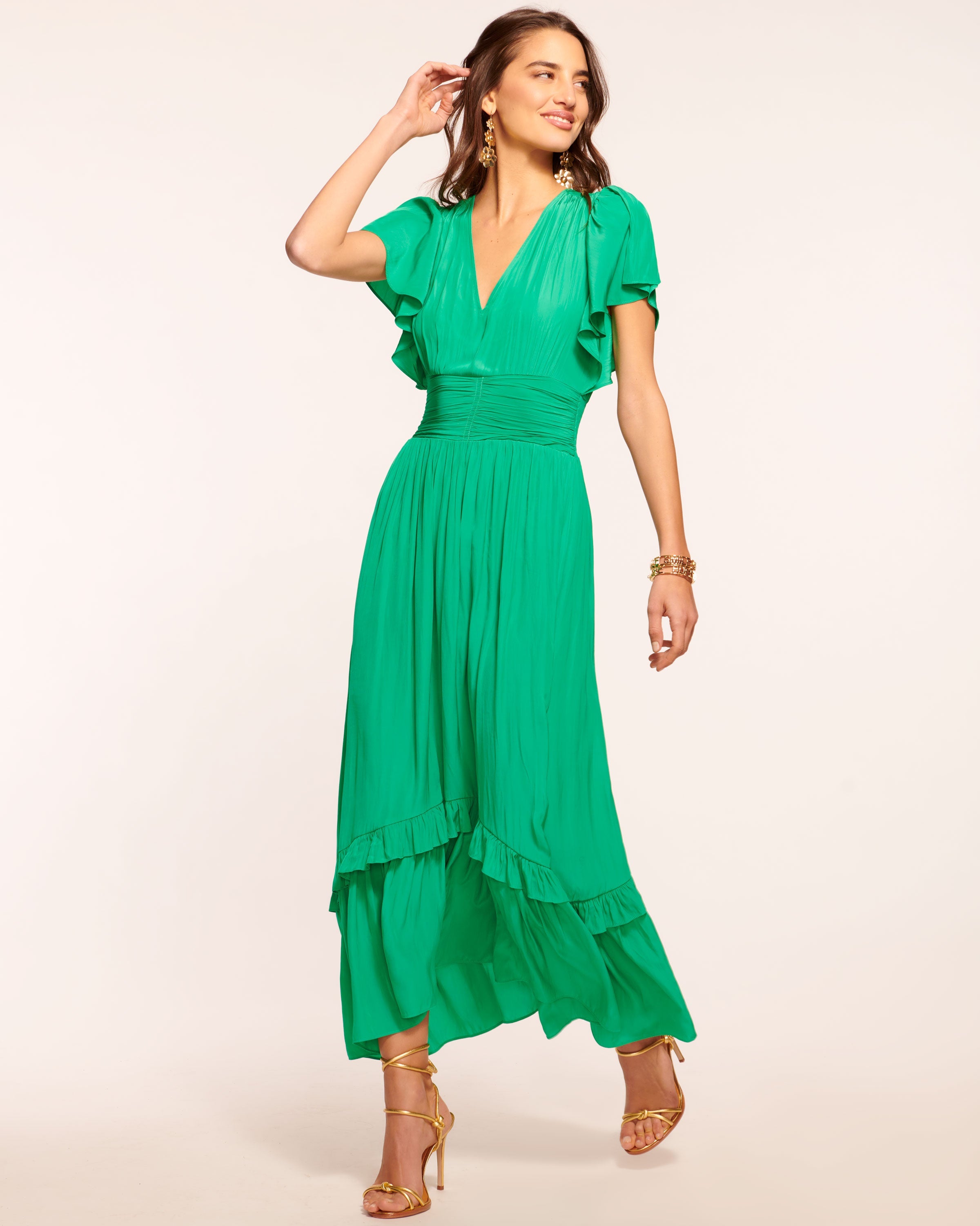 Joanie Short Sleeve Maxi Dress in Pink Petunia