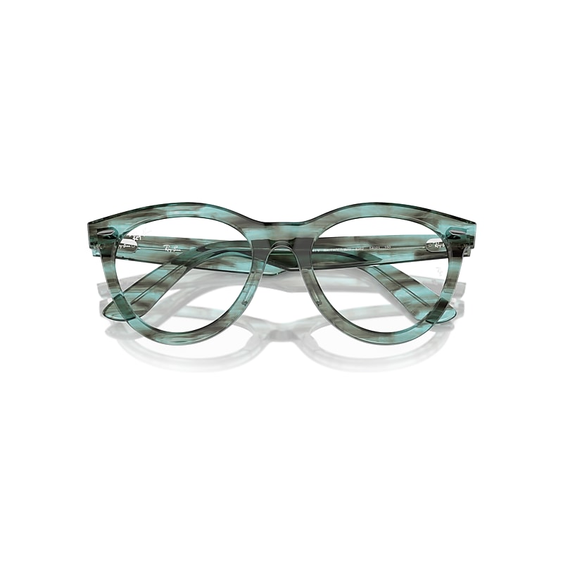 Ray-Ban Wayfarer Way Optics Eyeglasses Striped Transparent Green Frame Clear Lenses Polarized