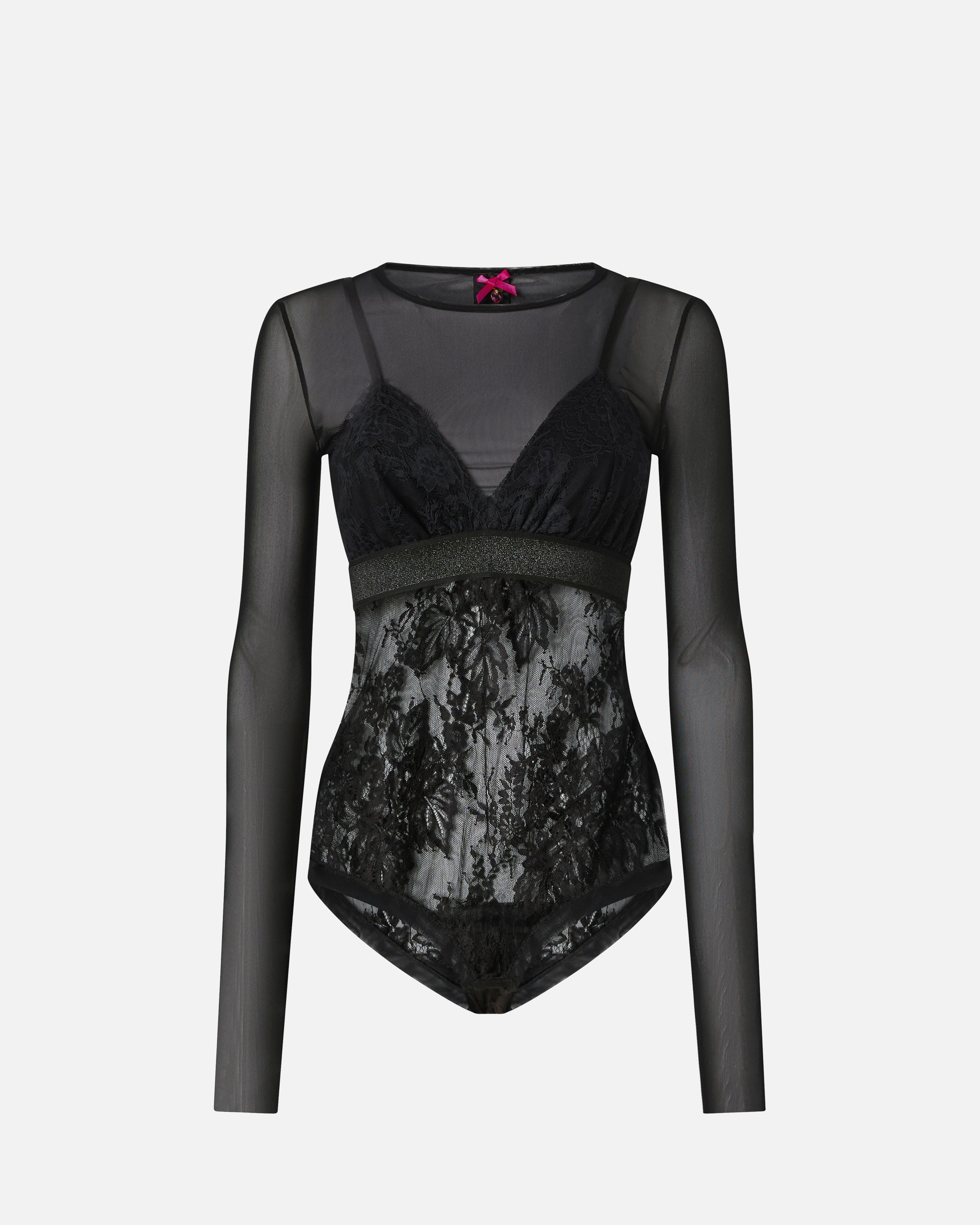 Tulle and lace knit bodysuit