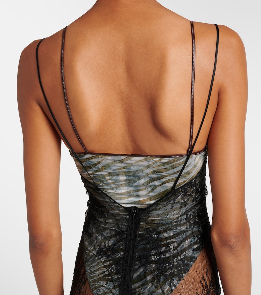 Jersey bodysuit and silk maxi dress set