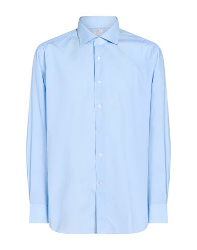 Man Shirt Azure Size 15 Cotton