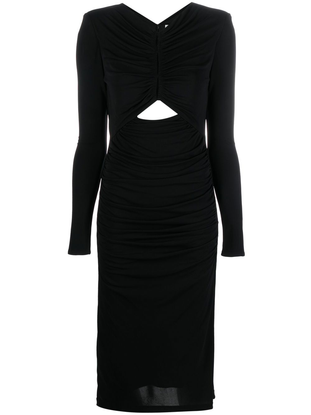 Ruched long-sleeved maxi dress - Black