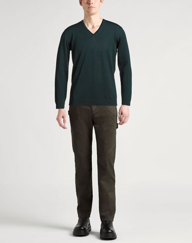 Man Sweater Dark green Size 36 Merino Wool