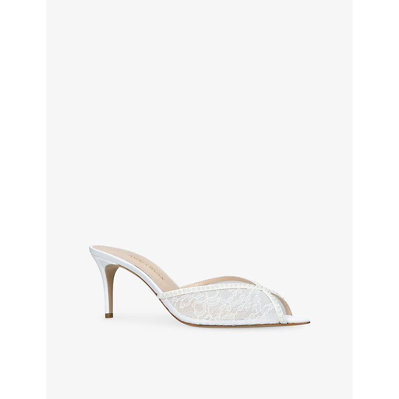 Womens Katy 75 Lace and Satin Heeled Mules